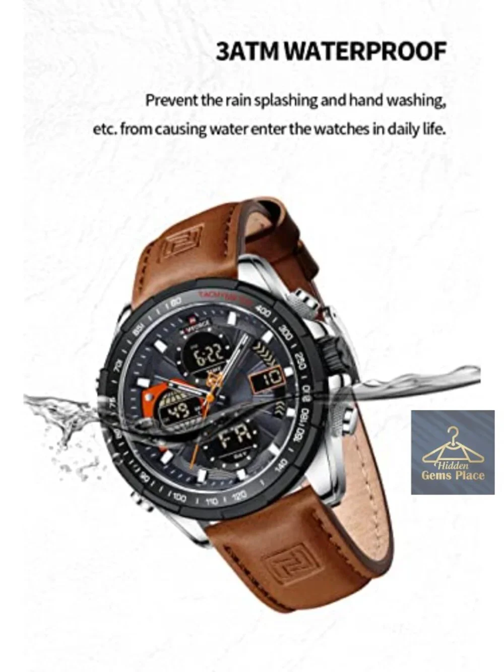 Men's Military Digital Analog Quartz Waterproof Watch Leather Strap Chronograph